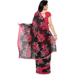 Generic Women's Faux Georgette Printed Saree With Unstitched Blouse 5.5Mtr (Pink)