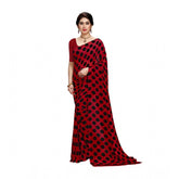 Generic Women's Georgette Printed Saree With Unstitched Blouse 5.5Mtr (R.Black)