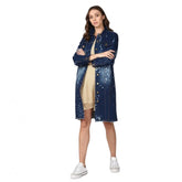 Generic Women's Denim Washed Long Sleeve Jacket (Blue)