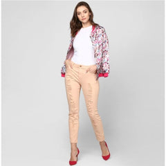 Generic Women's Satin Floral 3/4th Sleeve Jacket (Multicolor)