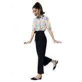 Generic Women's Polyester Printed 3/4th Sleeve Jumpsuit (Multicolor)