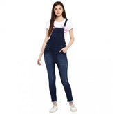 Generic Women's Denim Distressed Dungaree Pant (Blue)