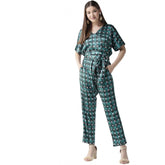 Generic Women's Polyester Polka Half Sleeve Jumpsuit (Green)