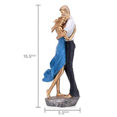Romantic Love Couple Showpiece for Home Decor Anniversary Wedding Valentine Beautiful Gift Items (Love Couple Statue - Blue)