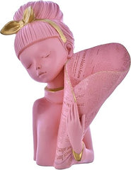 Decorative Flower Pink Lady Face with Basket Statue.