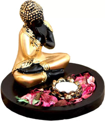 Handcrafted Thai Buddha with Tealight Holder and Wooden Base.