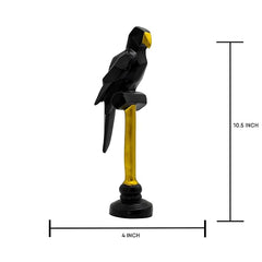 Parrot Showpiece for Home Decoration Home Decor Item|Bird Statue for Gifts and Home|Bird and Animal showpiece-Black