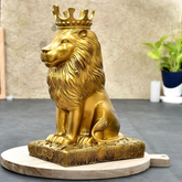 Lion Statue with Crown Sculpture Showpiece.