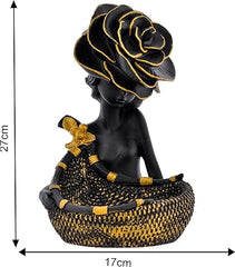 Black Lady Basket Showpiece