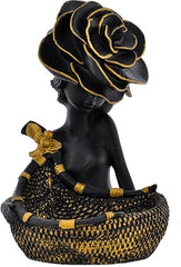 Black Lady Basket Showpiece