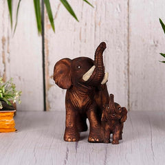 Mother and baby elephant decor showpiece