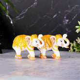 Elephant Statue Modern Style White and Golden Decoration Suitable for Living Room,