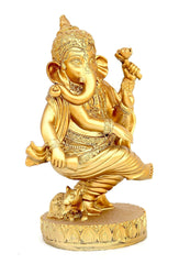 Beautiful Golden Finish Ganesha in Dancing Position Decorative Showpiece.