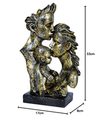 Mother, Father with Son Love Statue, Family Showpiece.