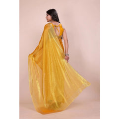 Generic Women's Jimmy choo Embellished Bollywood Saree With Unstitched Blouse 5.5Mtr (Mustard)