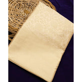 Generic Women's Litchi silk Printed Saree With Unstitched Blouse (Gold)