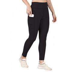 Generic Women's Polyester Solid Ankle length High Waisted Tights (Black)