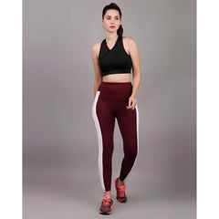 Generic Women's Polyester Solid Ankle length High Waisted Tights (Maroon)