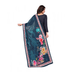 Generic Women's chanderi silk Printed Dupatta (Navy Blue, Length: 2 Mtr)