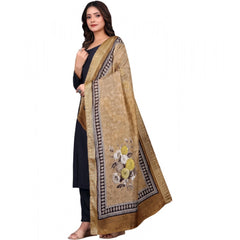 Generic Women's chanderi silk Printed Dupatta (Beige, Length: 2 Mtr)