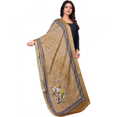 Generic Women's chanderi silk Printed Dupatta (Beige, Length: 2 Mtr)