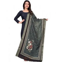 Generic Women's chanderi silk Printed Dupatta (Black, Length: 2 Mtr)