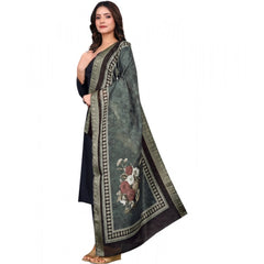 Generic Women's chanderi silk Printed Dupatta (Black, Length: 2 Mtr)