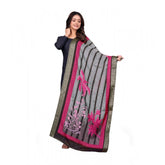 Generic Women's chanderi silk Printed Dupatta (Black, Length: 2 Mtr)