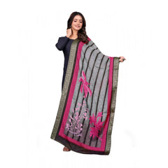Generic Women's chanderi silk Printed Dupatta (Black, Length: 2 Mtr)