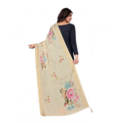 Generic Women's chanderi silk Printed Dupatta (Beige, Length: 2 Mtr)