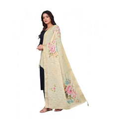 Generic Women's chanderi silk Printed Dupatta (Beige, Length: 2 Mtr)