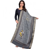 Generic Women's chanderi silk Printed Dupatta (Gray, Length: 2 Mtr)