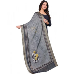Generic Women's chanderi silk Printed Dupatta (Gray, Length: 2 Mtr)