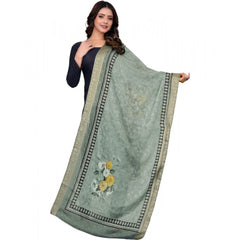 Generic Women's chanderi silk Printed Dupatta (Green, Length: 2 Mtr)