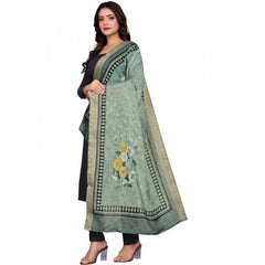 Generic Women's chanderi silk Printed Dupatta (Green, Length: 2 Mtr)
