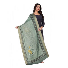 Generic Women's chanderi silk Printed Dupatta (Green, Length: 2 Mtr)