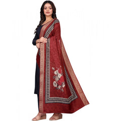 Generic Women's chanderi silk Printed Dupatta (Maroon, Length: 2 Mtr)