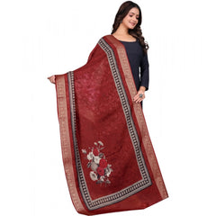 Generic Women's chanderi silk Printed Dupatta (Maroon, Length: 2 Mtr)