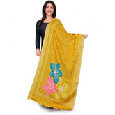 Generic Women's chanderi silk Printed Dupatta (Yellow, Length: 2 Mtr)
