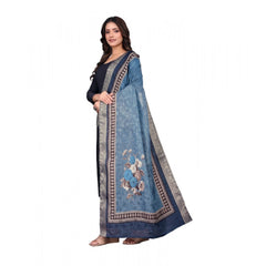 Generic Women's chanderi silk Printed Dupatta (Navy Blue, Length: 2 Mtr)