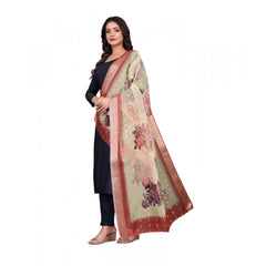 Generic Women's chanderi silk Printed Dupatta (Beige, Length: 2 Mtr)
