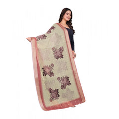 Generic Women's chanderi silk Printed Dupatta (Beige, Length: 2 Mtr)