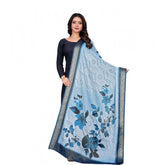 Generic Women's chanderi silk Printed Dupatta (Blue, Length: 2 Mtr)