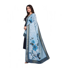 Generic Women's chanderi silk Printed Dupatta (Blue, Length: 2 Mtr)