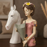 Lady with Horse decor sculpture set