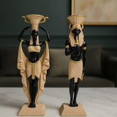 Egyptian Pharaoh & Queen Decor Sculpture Set