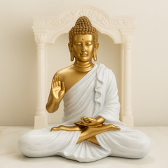 White & Golden Buddha Idol Statue