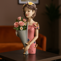 Lady with Horse decor sculpture set