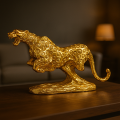 Golden Running Panther Decor Showpiece