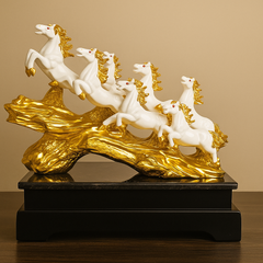 Seven Running Horses Decor Statue